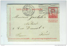 Carte-Lettre Pellens BRUXELLES 1914 Vers Notaire à PARIS - A ACHAPPE A LA TAXATION (normalement 25 C )  --  B3/953 - Postbladen