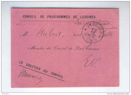 Carte De Service En FRANCHISE Du Conseil De Prud ' Hommes De LESSINES 1920--  LL916 - Franchigia