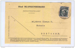 Carte De Service - Dienstpostkaart Stad BLANKENBERGHE TP Cérès 1935  Vers Notaire à OOSTCAMP  --  LL897 - 1932 Cérès Et Mercure