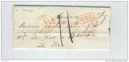 Lettre Précurseur TOURNAY 1847 Vers BEAUNE - Marque De Rayon Belge B2R (Erreur Pour B1R?) - Entrée Belg.Lille --  B2/378 - 1830-1849 (Belgique Indépendante)