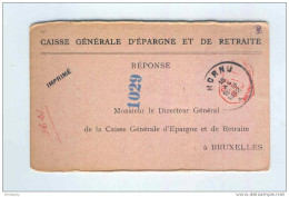 IMPRIME REPONSE Caisse D'Epargne HORNU 1942 - Empreinte Mécanique - Cachet Administration Communale  --  LL917 - Other & Unclassified
