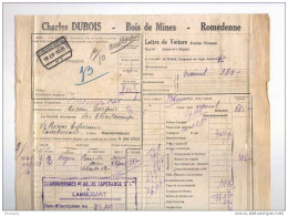 Lettre De Voiture Cachet De Gare FLORENNES CENTRAL 1936 - Entete Ch. Dubois , Bois De Mines à ROMEDENNE   --  B2/100 - Otros & Sin Clasificación