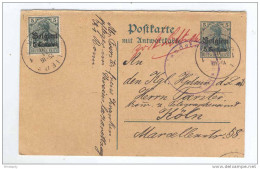 Entier Germania 5 Centimes Avec Réponse LIEGE 1915 Vers KOLN Et RETOUR - Zuruck Luttich  -- B6/437 - Ocupación Alemana