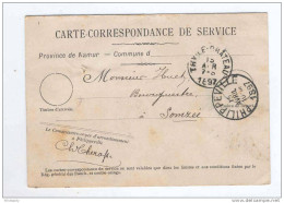 Carte De Service Commissaire Voyer De PHILIPPEVILLE 1897 Vers SOMZEE Par THY LE CHATEAU  --  B6/265 - Franquicia