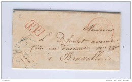 Lettre Précurseur En PP FURNES 1842 Vers BRUXELLES - Port Au Verso 5 Décimes Au Crayon Rouge !!!  --  B6/055 - 1830-1849 (Belgique Indépendante)