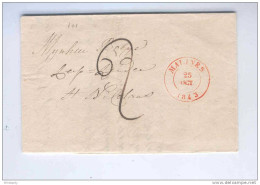 Lettre Précurseur MALINES 1843 Vers ST NICOLAS - Port Encre 2 Décimes - Signé Van Velthoven  --  B6/045 - 1830-1849 (Belgique Indépendante)