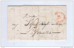 Lettre Précurseur MENIN 1848 Vers BRUXELLES - Port Encre 3 Décimes - Signé De La Royère  --  B6/046 - 1830-1849 (Belgique Indépendante)