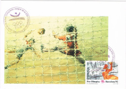 50292. Tarjeta Maxima BARCELONA 1989. Olimpiada Juegos, Pre Olimpica, Tema BALONMANO - Tarjetas Máxima