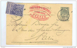 EXPOSITION BRUXELLES 1897 -  Entier Postal Armoiries +  TP Expo 5 C  HAREN  Vers PARIS  --  OO/729 - 1894-1896 Exhibitions