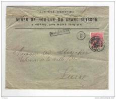 Lettre TP Fine Barbe MONS 1905 Vers LIERRE - Griffe Encadrée WARQUIGNIES - Entete Mines De HORNU  --  OO/721 - Linear Postmarks