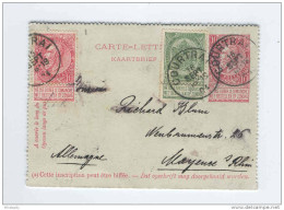 Carte-Lettre Fine Barbe + TP 56 Et 58 COURTRAI 1904 Vers Allemagne  --  14/791 - Letter-Cards