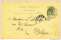 Entier Postal Lion Couché SCHELDEWINDEKE 1889 -  Boite Urbaine UO - Origine BAELEGEM  -  B9/411 - Correo Rural