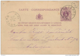 Entier Postal Lion Couché BEVEREN 1879 -  Boite Rurale Y -  Origine MELSELE  -  B9/403 - Landelijks Post