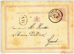 Entier Postal Type Lion Couché Double Cercle HANNUT 1873 - Boite Rurale AW Origine GRAND HALLET --  SS/580 - Landelijks Post