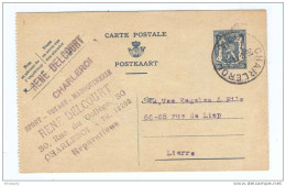 Entier Postal Sceau De L'Etat CHARLEROI 1944 - Cachet Privé Sport , Voyage Delcourt  -- B4/495 - Postkarten 1934-1951