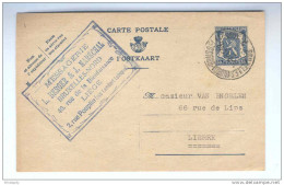 Entier Postal Sceau De L'Etat BXL Nord 1944 - Cachet Privé Messagerie Berger - Maréchal à ST JOSSE Et LIEGE  -- B4/494 - Postkarten 1934-1951