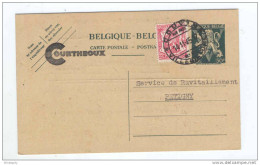 REPIQUAGE Ravitaillement Courtheoux Sur Entier Lion V COUVIN 1945 Vers Admin. Communale De PETIGNY -- B8/516 - Postkarten 1934-1951