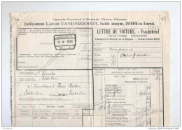 Lettre De Voiture Cachet De Gare VAULX 1920 Vers ESSCHEN - Ciments Vanderdoodt à ANTOING  --  B8/426 - Sonstige & Ohne Zuordnung