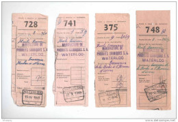 4 Talons Et 1 Lettre De Voiture Cachets De Gare WATERLOO 1941/1948   --  B8/412 - Altri & Non Classificati