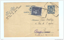 Entier Sceau De L' Etat + TP Poortman En EXPRES Cachet Télégraphique RONSE TT 1943 Vers BRUGES  -- B7/930 - Postkarten 1934-1951