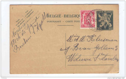2 X Entier Postal Lion V + Complément Différent BERCHEM STE AGATHE 1945 Vers WOLUWE - Exp. Noorbergen --  B7/682 - Postkarten 1934-1951