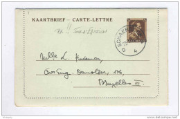 Carte-Lettre Léopold Col Ouvert SCHAERBEEK 25-1-1938 = 1er Jour D'Emission  --  B7/281 - Postbladen