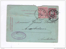 Carte-Lettre Type TP 30 + TP 46 Simple Cercle LIEGE 1886 Vers AMSTERDAM NL - TARIF PREFERENTIEL  --  B7/265 - Postbladen