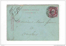 Carte-Lettre Type TP 30 Simple Cercle CHAPELLE LEZ HERLAIMONT 1885 Vers Anvers  -- B7/251 - Postbladen