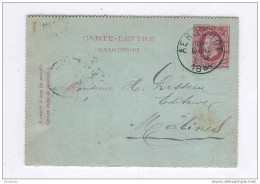 Carte-Lettre Type TP 30 Simple Cercle AERSCHOT 1884 Vers MALINES  -- B7/247 - Cartes-lettres