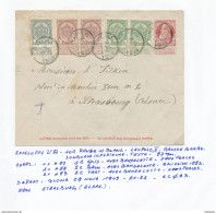 YY115 --  Enveloppe Grosse Barbe U8 à 10 C + TP Armoiries 1, 2 Et 5 C - TARIF 25 C GLONS 1909 Vers STRASBOURG Elzass - Covers