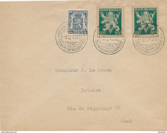 XX 908 - Lettre Avec Découpures Entier Postal Lion V Et Petit Sceau GENT Expo 1945 En Ville - Postkarten 1934-1951