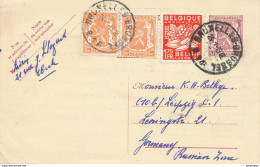 XX 901- Entier Postal Petit Sceau + TP Dito Et Exportation BRUXELLES 1949 Vers LEIPZIG Allemagne Zone Russe - Postkarten 1934-1951