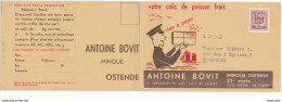 XX740 - Carte Publicitaire Double TP PREO 1951 - Minque D' OSTENDE - Commande De Colis De Poisson Frais Bovit - Sobreimpresos 1951-80 (Chifras Sobre El Leon)