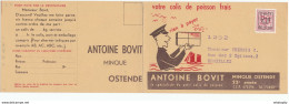 XX740 - Carte Publicitaire Double TP PREO 1951 - Minque D' OSTENDE - Commande De Colis De Poisson Frais Bovit - Typografisch 1951-80 (Cijfer Op Leeuw)