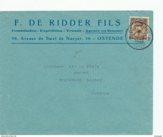 XX736 -  Lettre TP Képi OOSTENDE 1933 - Entete Et Verso Publicitaire De Ridder Fils , Agence En Douane , Transports - 1931-1934 Mütze (Képi)