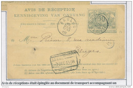 Entier Postal Avis De Réception Colis Postaux EECLOO 1908 ( Gare Et Poste) Vers BRUGES --  XX576 - Sonstige & Ohne Zuordnung