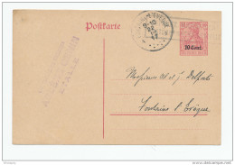 Entier Postal Germania Annulé Censure Etapes Du Luxembourg 1917 - ETALLE Vers FONTAINE L'EVEQUE -- WW776 - OC26/37 Etappengebied.