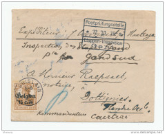 Lettre TP Germania ST GHISLAIN 1916 Vers DOTTIGNIES Via Etappen GENT - Grande Censure Bleue Au Verso-- WW775 - OC26/37 Etappengebied.