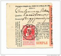 PERMIS De PECHE à 2 Francs - TP Grosse Barbe AERSCHOT 1910 --  WW765 - Post-Faltblätter