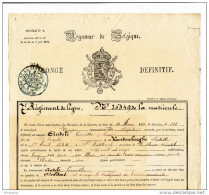 TB Document MILITAIRE 1871- Congé Définitif Soldat Andelé De SINT ANTELINCK , Du 7è Régiment De Ligne à DIEST  --  WW768 - Armeestempel