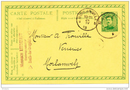 Entier Postal Petit Albert HAVRE Centre Vide 1919 - Cachet Bienfait , Entrepreneur à BAUFFE Lez BRUGELETTE - XX477 - Fortune Cancels (1919)