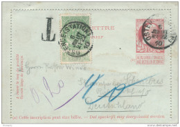 Carte-Lettre Grosse Barbe + TP Armoiries 5 C OSTENDE Station 1910 Vers Allemagne - Taxée 0.20 Ou 20 Pfennigs ---  XX253 - Kartenbriefe
