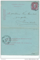 Carte-Lettre Type TP 30 - BROECHEM 1885 Vers HERENTHALS  - Signé Anthoni ( Notaire De Broechem)  ---  XX231 - Kartenbriefe