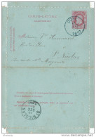 Carte-Lettre Type TP 30 - DOEL 1882 Vers ST NICOLAS  ---  XX233 - Kartenbriefe
