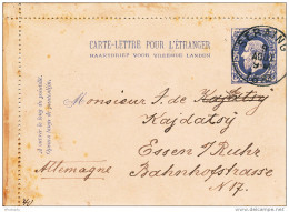 Carte-Lettre Type TP 30 Pour L'étranger - SERAING 1883 Vers ESSEN Allemagne --  XX229 - Letter-Cards