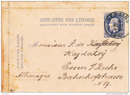 Carte-Lettre Type TP 30 Pour L'étranger - SERAING 1883 Vers ESSEN Allemagne --  XX229 - Cartas-Letras