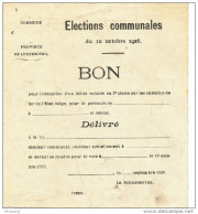 Province Du LUXEMBOURG - Elections Communales 1926 -BON Pour Un Billet De Chemins De Fer  --  WW310 - Altri & Non Classificati