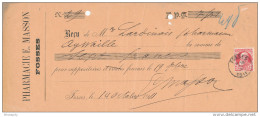 BELGIQUE - Document Financier Via Poste Belge 1911 - Pharmacie Masson à FOSSES  -- VV434 - Farmacia