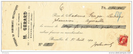 BELGIQUE - Document Financier Via Poste Belge 1910 - Pansements Antiseptiques Gérard à BRUXELLES  -- VV430 - Farmacia