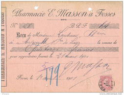 BELGIQUE - Document Financier Via Poste Belge 1901 - Pharmacie Masson à FOSSES  -- VV433 - Pharmacie